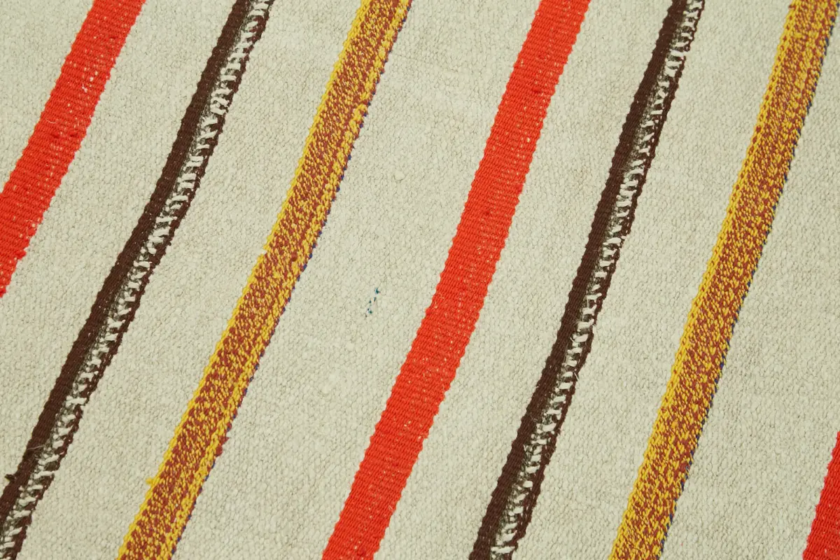 Kendir Çizgili Multi Kenevir İpinden El Dokuma Kilim-070x240 - Görsel 5