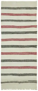 Kendir Çizgili Bej Kenevir İpinden El Dokuma Kilim-167x390