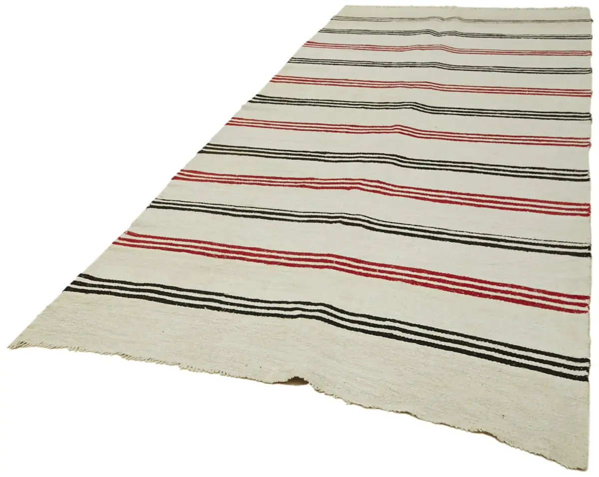 Kendir Çizgili Bej Kenevir İpinden El Dokuma Kilim-167x390 - Görsel 3