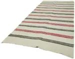 Kendir Çizgili Bej Kenevir İpinden El Dokuma Kilim-167x390 - Görsel 3