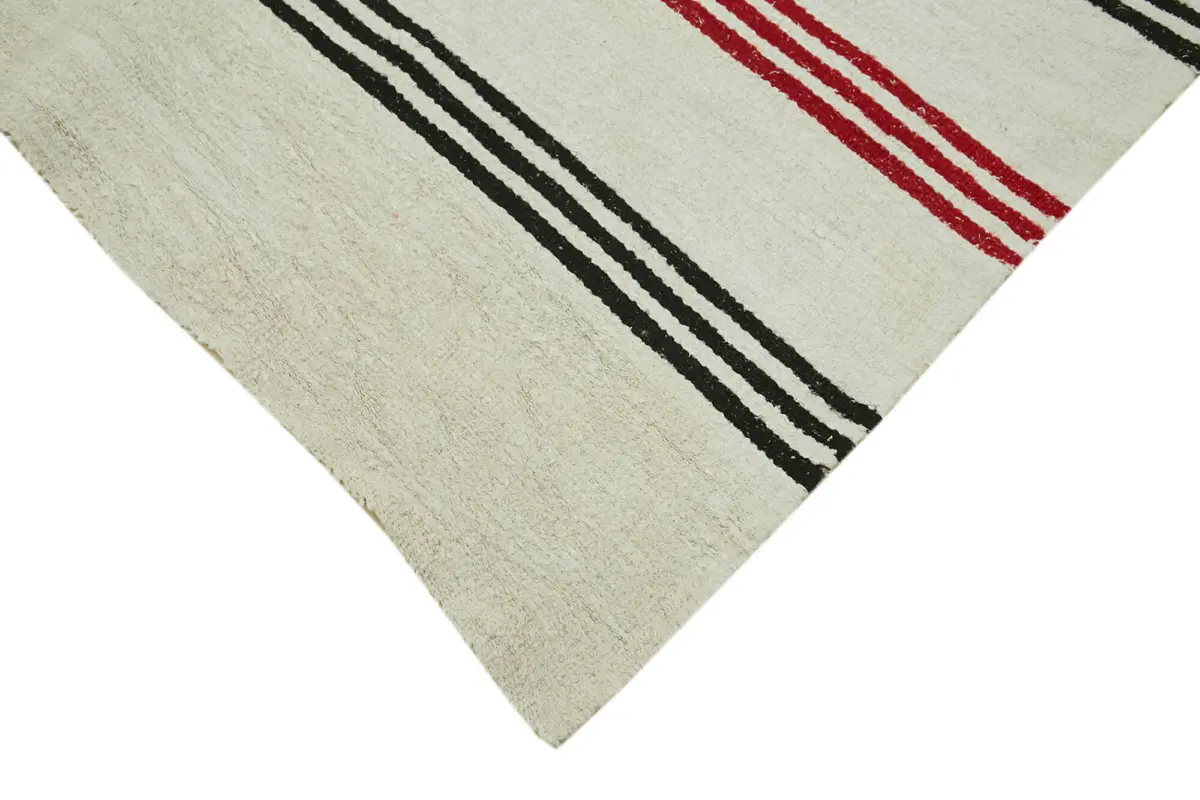Kendir Çizgili Bej Kenevir İpinden El Dokuma Kilim-167x390 - Görsel 4