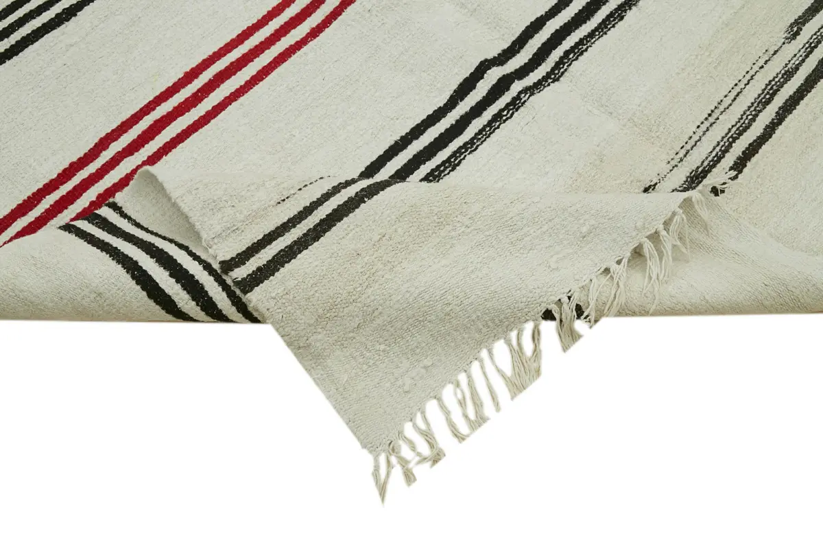 Kendir Çizgili Bej Kenevir İpinden El Dokuma Kilim-167x390 - Görsel 6