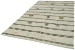 Kendir Çizgili Bej Kenevir İpinden El Dokuma Kilim-188x303 - Görsel 3