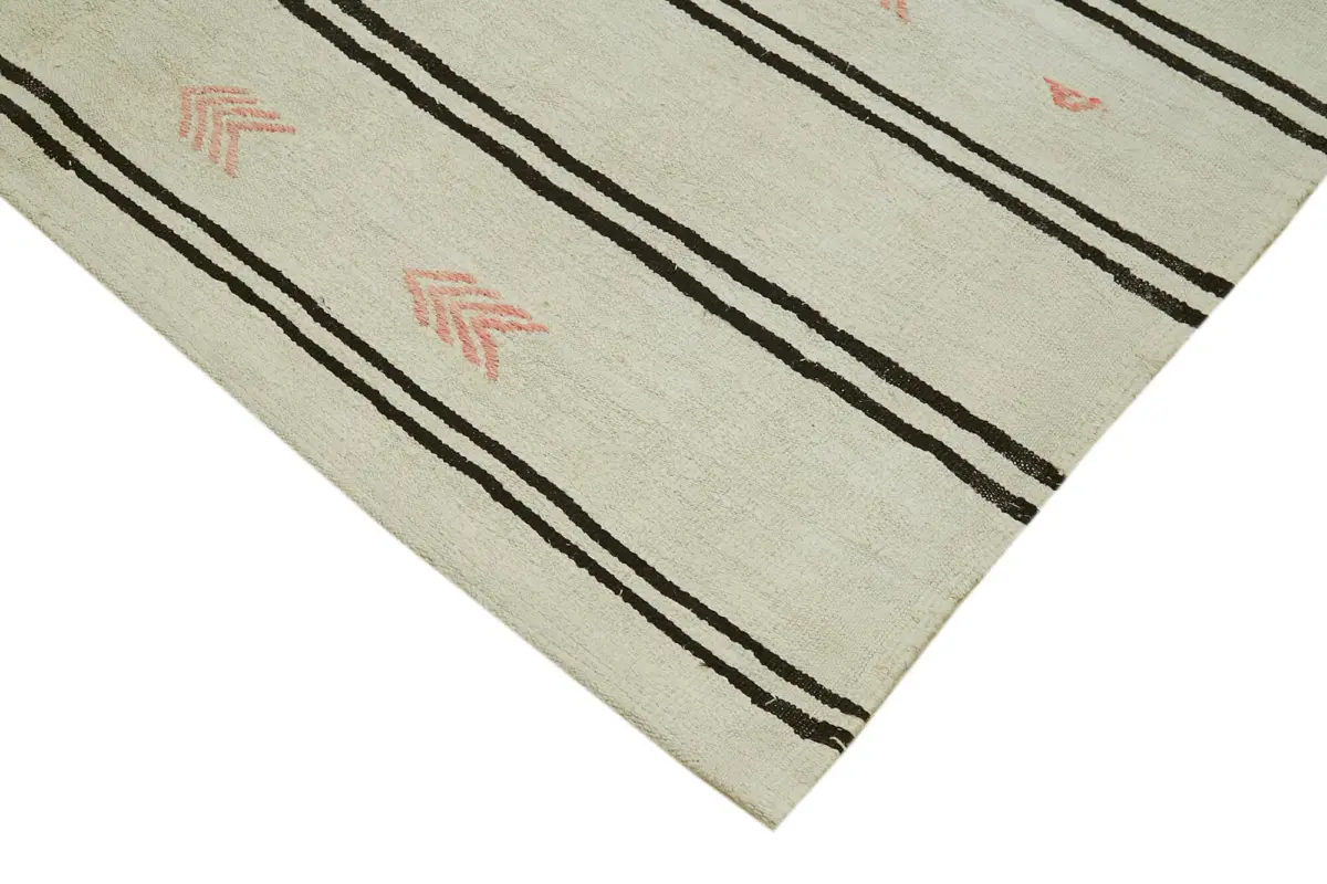 Kendir Çizgili Bej Kenevir İpinden El Dokuma Kilim-188x303 - Görsel 4