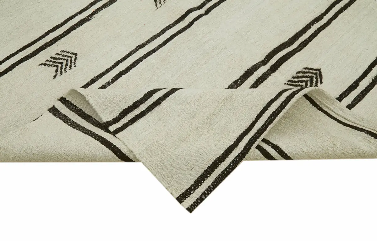 Kendir Çizgili Bej Kenevir İpinden El Dokuma Kilim-188x303 - Görsel 6