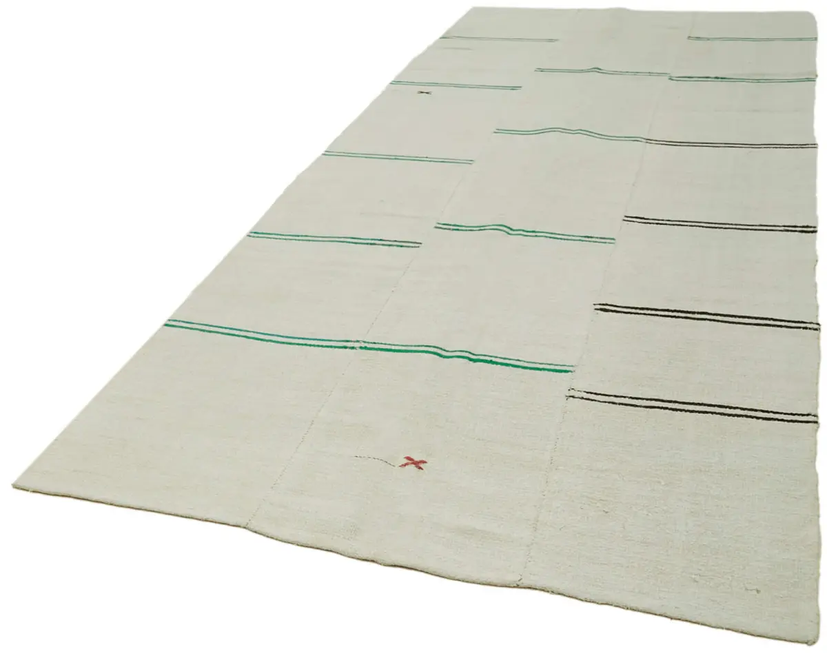 Kendir Çizgili Bej Kenevir İpinden El Dokuma Kilim-166x390 - Görsel 3