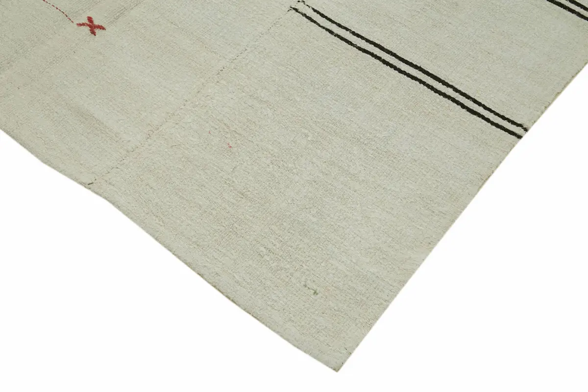 Kendir Çizgili Bej Kenevir İpinden El Dokuma Kilim-166x390 - Görsel 4