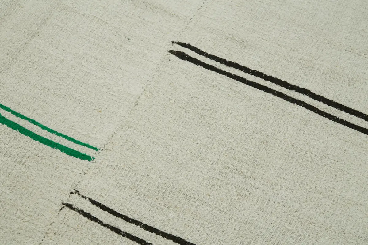 Kendir Çizgili Bej Kenevir İpinden El Dokuma Kilim-166x390 - Görsel 5