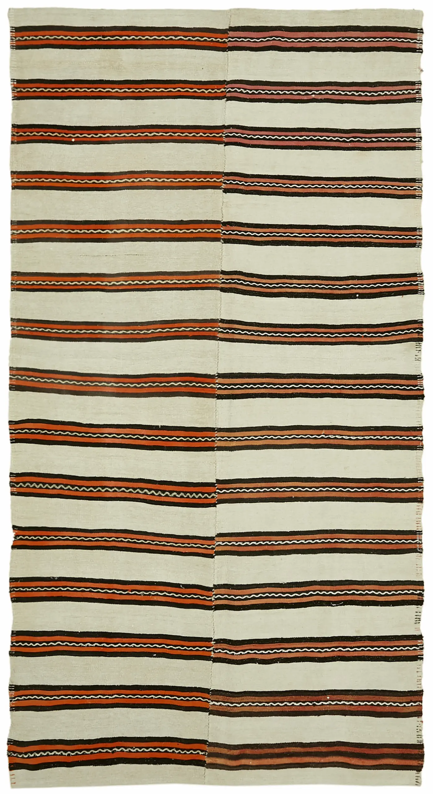 Kendir Çizgili Multi Kenevir İpinden El Dokuma Kilim-185x347 - Görsel 1