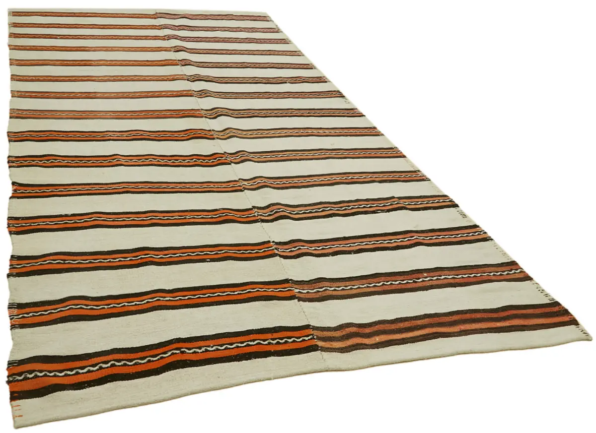 Kendir Çizgili Multi Kenevir İpinden El Dokuma Kilim-185x347 - Görsel 2