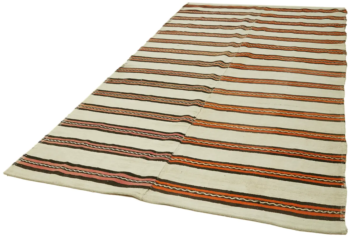 Kendir Çizgili Multi Kenevir İpinden El Dokuma Kilim-185x347 - Görsel 3