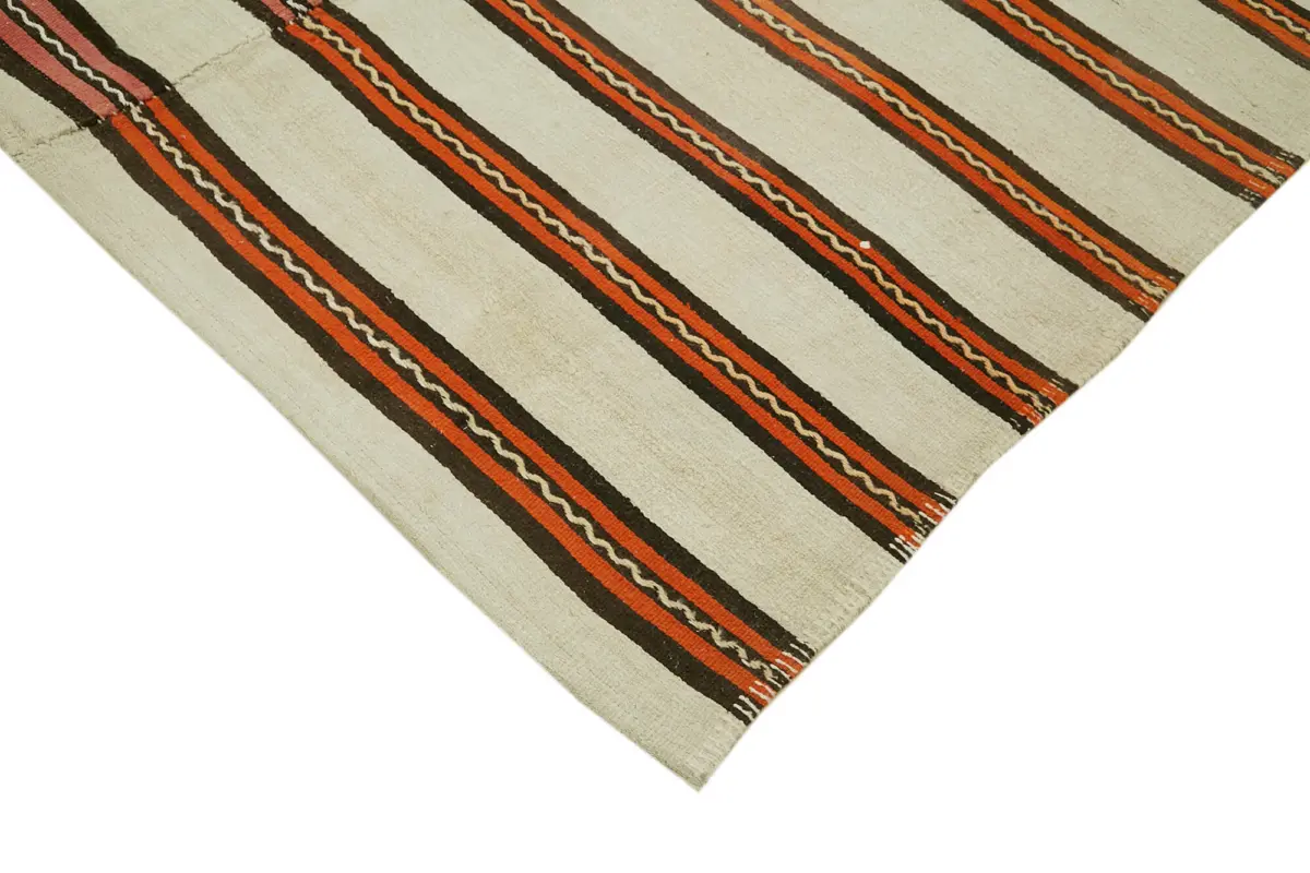 Kendir Çizgili Multi Kenevir İpinden El Dokuma Kilim-185x347 - Görsel 4
