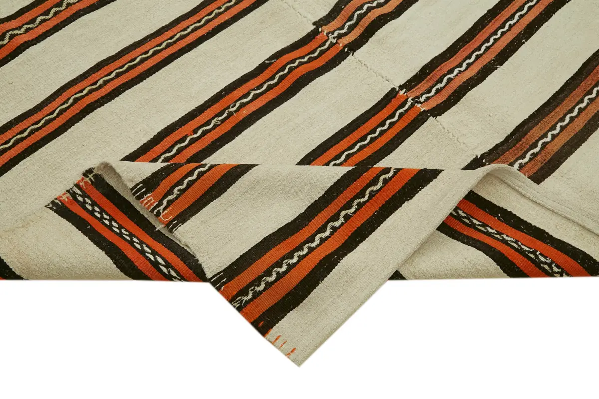 Kendir Çizgili Multi Kenevir İpinden El Dokuma Kilim-185x347 - Görsel 6