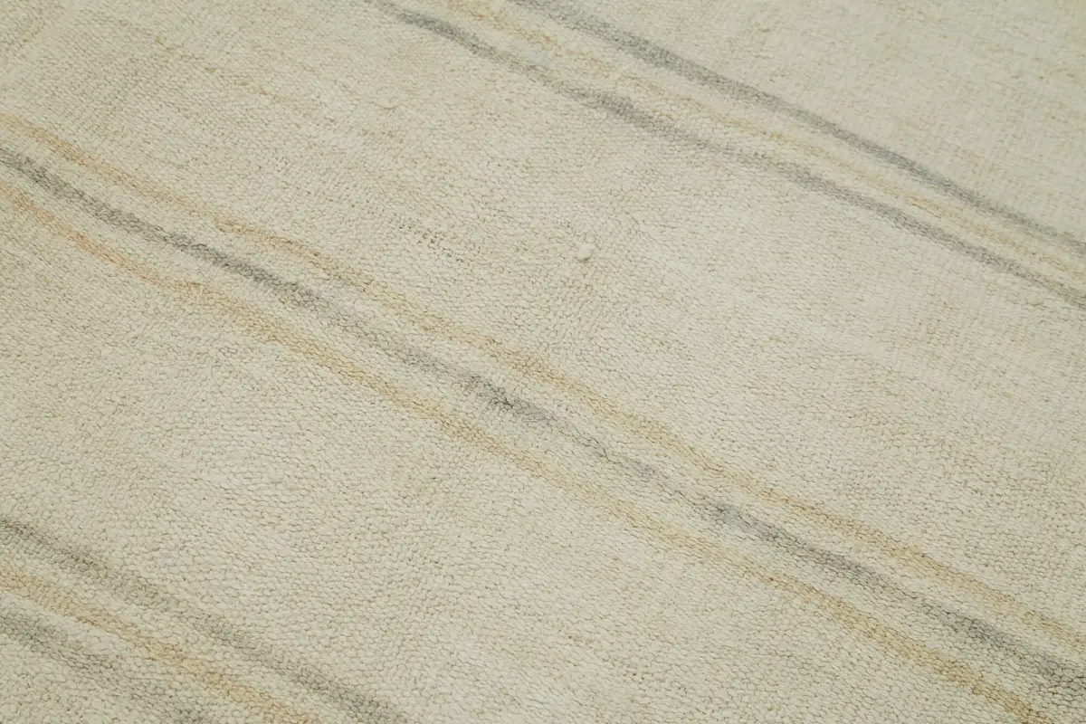 Kendir Çizgili Bej Kenevir İpinden El Dokuma Kilim-180x280 - Görsel 5