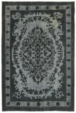 Oyma Gri Pamuk Üzerine Yün El Dokuma Kilim-176x263