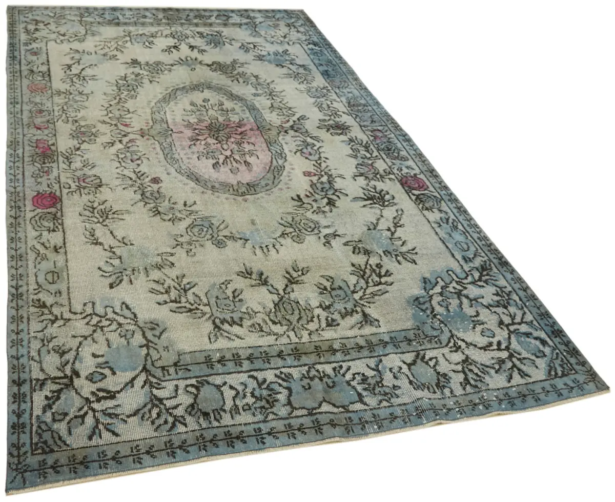 Oyma Mavi Pamuk Üzerine Yün El Dokuma Kilim-182x296 - Görsel 2