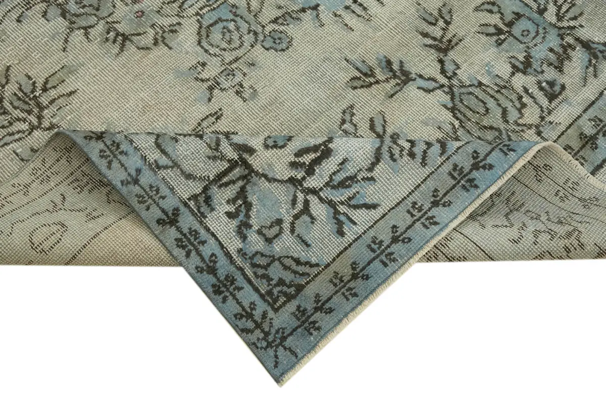 Oyma Mavi Pamuk Üzerine Yün El Dokuma Kilim-182x296 - Görsel 6