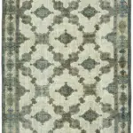 Oyma Mavi Pamuk Üzerine Yün El Dokuma Kilim-203x297