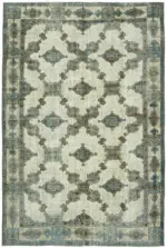 Oyma Mavi Pamuk Üzerine Yün El Dokuma Kilim-203x297