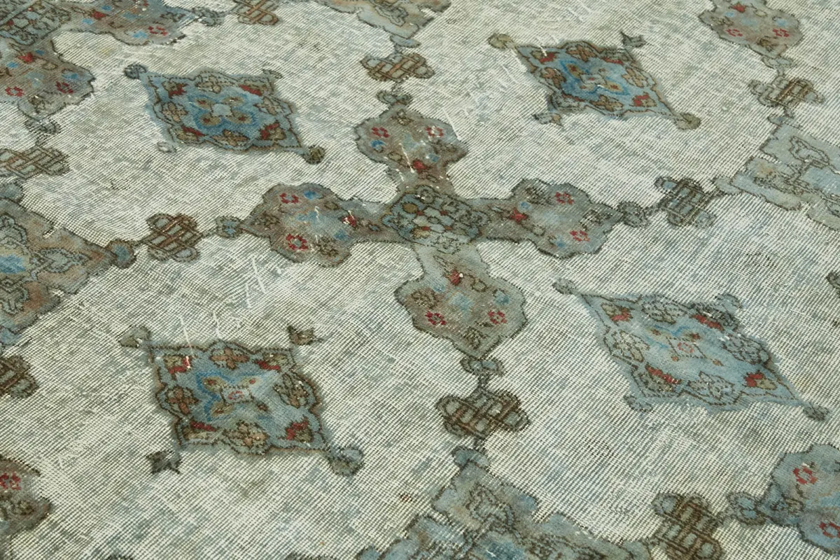 Oyma Mavi Pamuk Üzerine Yün El Dokuma Kilim-203x297 - Görsel 5