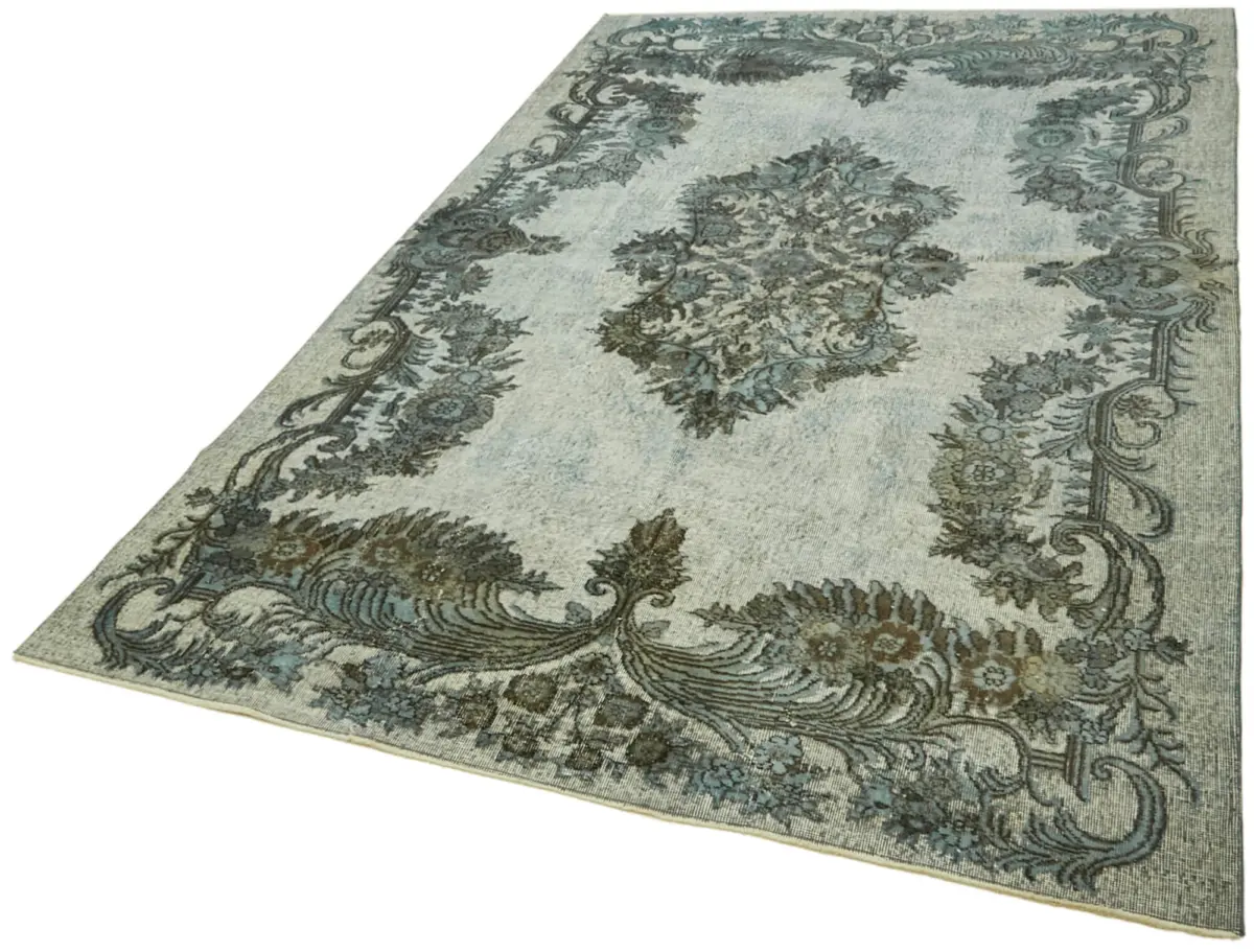 Oyma Mavi Pamuk Üzerine Yün El Dokuma Kilim-202x315 - Görsel 3