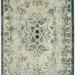 Oyma Mavi Pamuk Üzerine Yün El Dokuma Kilim-187x277