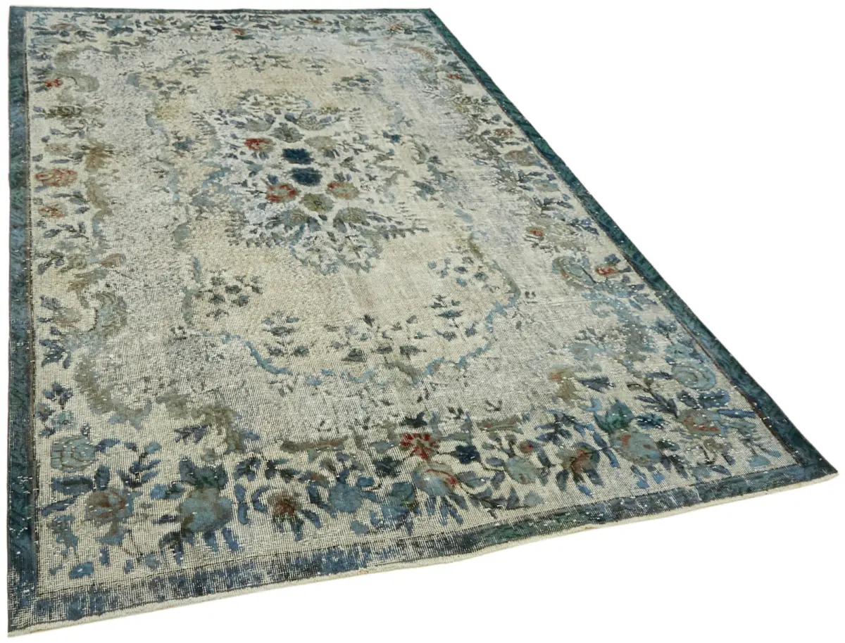 Oyma Mavi Pamuk Üzerine Yün El Dokuma Kilim-187x277 - Görsel 2