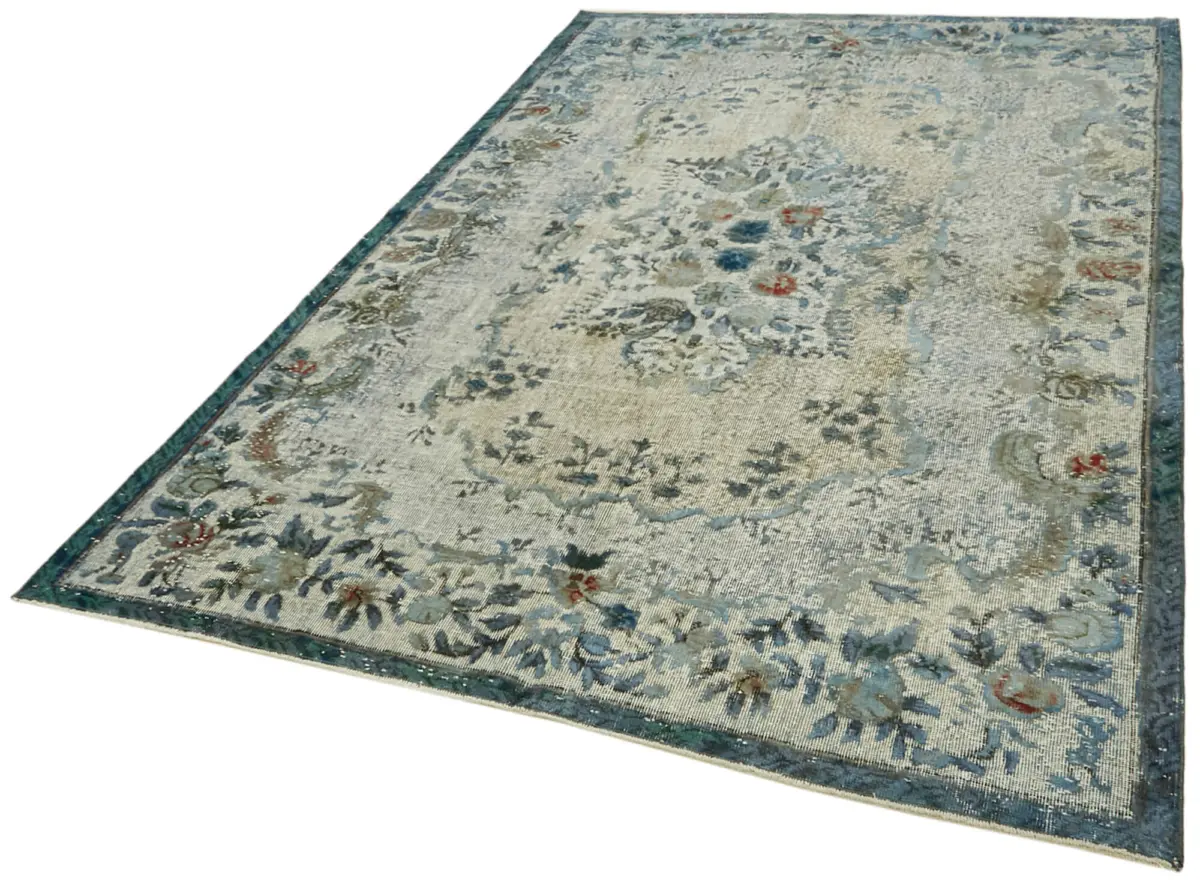 Oyma Mavi Pamuk Üzerine Yün El Dokuma Kilim-187x277 - Görsel 3