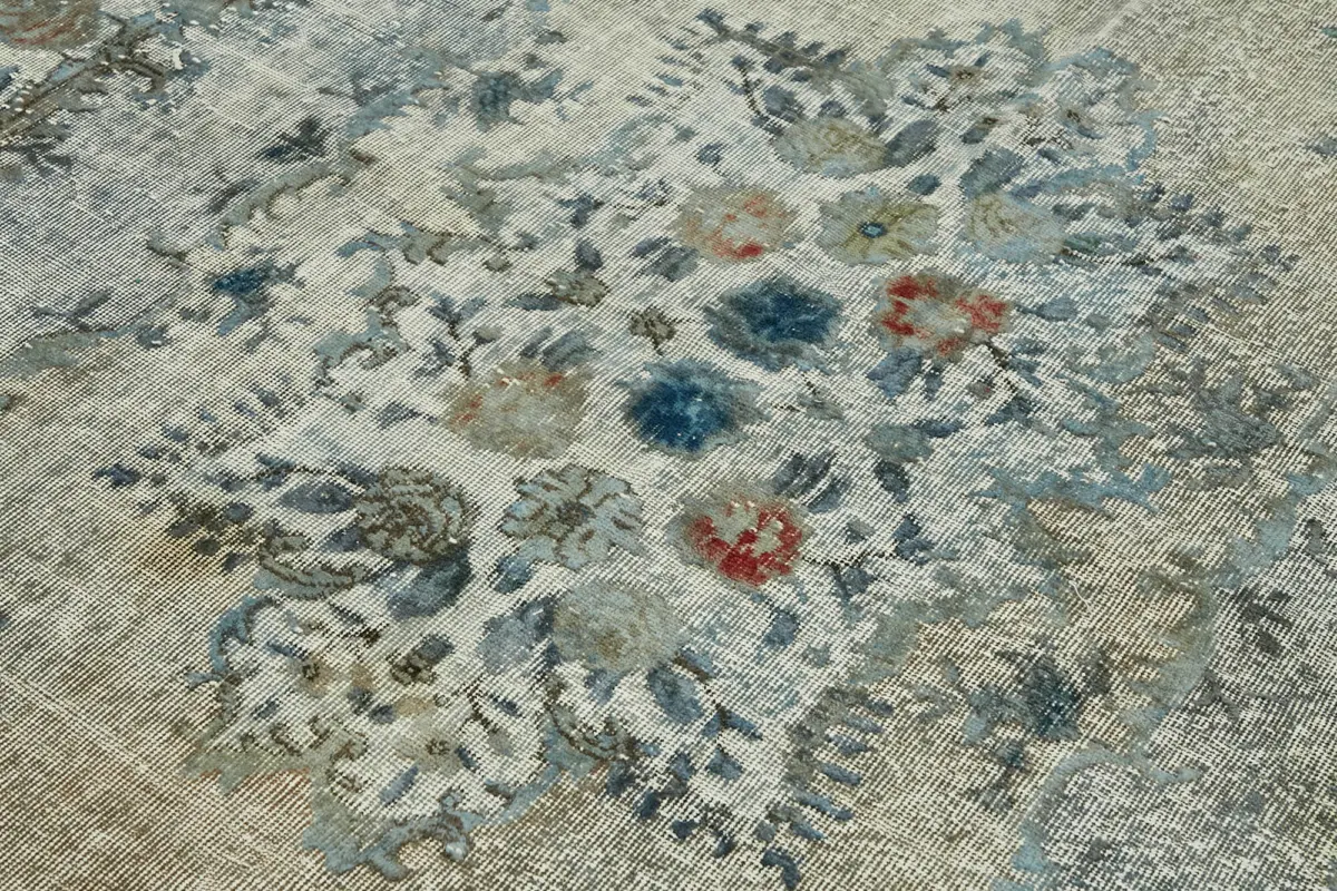 Oyma Mavi Pamuk Üzerine Yün El Dokuma Kilim-187x277 - Görsel 5