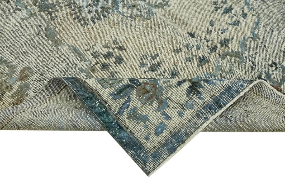 Oyma Mavi Pamuk Üzerine Yün El Dokuma Kilim-187x277 - Görsel 6