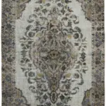 Oyma Gri Pamuk Üzerine Yün El Dokuma Kilim-169x263