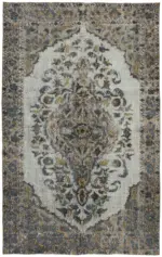 Oyma Gri Pamuk Üzerine Yün El Dokuma Kilim-169x263