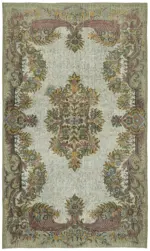 Oyma Yeşil Pamuk Üzerine Yün El Dokuma Kilim-183x302