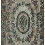 Oyma Gri Pamuk Üzerine Yün El Dokuma Kilim-173x284