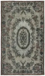 Oyma Gri Pamuk Üzerine Yün El Dokuma Kilim-173x284