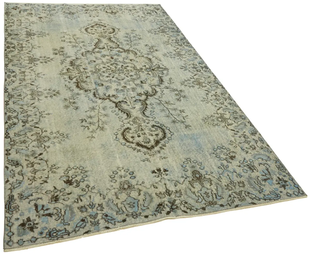 Oyma Mavi Pamuk Üzerine Yün El Dokuma Kilim-167x262 - Görsel 2