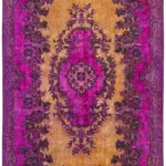 Oyma Mor Pamuk Üzerine Yün El Dokuma Kilim-186x296