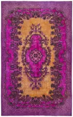 Oyma Mor Pamuk Üzerine Yün El Dokuma Kilim-186x296