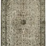 Oyma Gri Pamuk Üzerine Yün El Dokuma Kilim-163x265