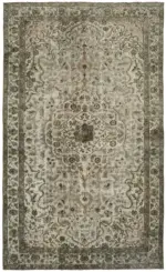 Oyma Gri Pamuk Üzerine Yün El Dokuma Kilim-163x265