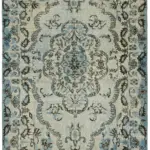 Oyma Mavi Pamuk Üzerine Yün El Dokuma Kilim-172x270