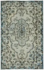 Oyma Mavi Pamuk Üzerine Yün El Dokuma Kilim-172x270