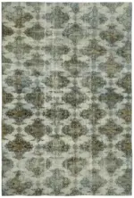 Oyma Mavi Pamuk Üzerine Yün El Dokuma Kilim-198x292