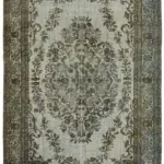 Oyma Gri Pamuk Üzerine Yün El Dokuma Kilim-193x288