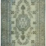 Oyma Mavi Pamuk Üzerine Yün El Dokuma Kilim-190x314