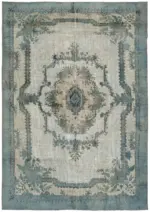 Oyma Mavi Pamuk Üzerine Yün El Dokuma Kilim-220x310