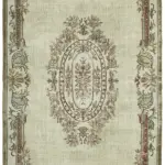 Oyma Gri Pamuk Üzerine Yün El Dokuma Kilim-194x307