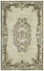 Oyma Gri Pamuk Üzerine Yün El Dokuma Kilim-194x307