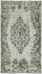 Oyma Gri Pamuk Üzerine Yün El Dokuma Kilim-170x294