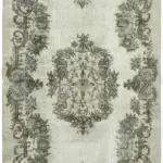 Oyma Gri Pamuk Üzerine Yün El Dokuma Kilim-162x262